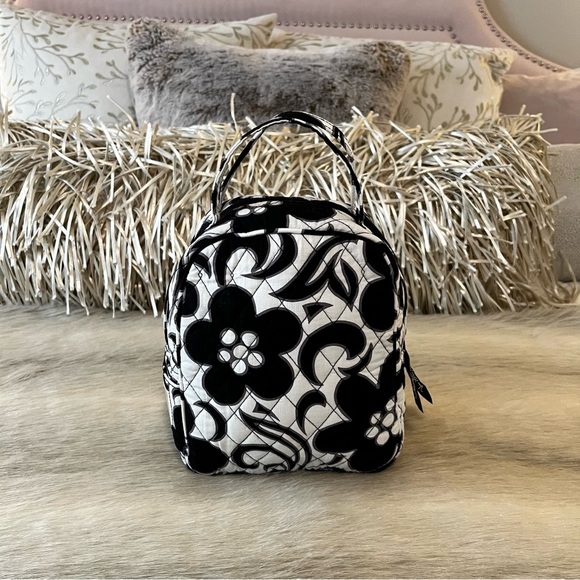 VERA BRADLEY Night & Day 2010 Zipper Insulated Lunch Bunch Bag Black White Y2K - Picture 4 of 14
